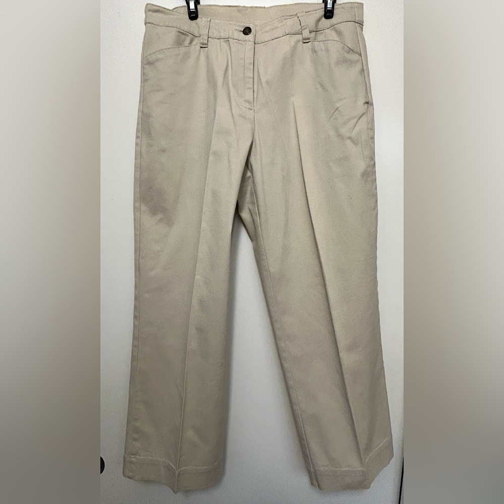 EUC women’s Basic Editions beige cotton pants Sz 10 minimalist preppy chic